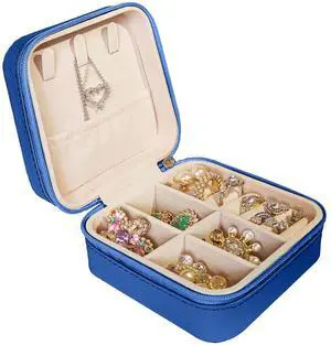 Small Travel Jewelry Box, Portable Mini Jewelry Leather Box Jewelry Ring Organizer Case Storage Holder Gift Boxes for Girls Women, Navy blue Small Travel Jewelry Box, Portable Mini Jewelry Leather Box Jewelry Ring Organizer Case Storage Holder Gift Boxes for Girls Women, Navy blue