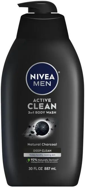 Active Clean Body Wash with Natural Charcoal for Normal to Oily Skin, 3-in-1 Charcoal Body Wash, Face and Hair, Draws Out Dirt and Impurities, 30 Fl Oz Bottle Active Clean Body Wash with Natural Charcoal for Normal to Oily Skin, 3-in-1 Charcoal Body Wash, Face and Hair, Draws Out Dirt and Impurities, 30 Fl Oz Bottle