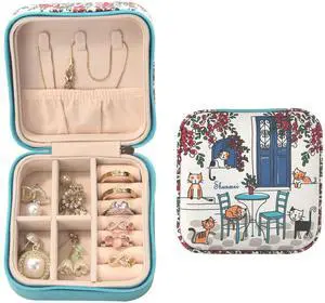Mini Travel Jewelry Box,PU Leather Portable Jewelry Organizer Case,Art Accessories Storage Holder Boxes for Earring, Necklace, Rings, Bracelets (Six Cats) Mini Travel Jewelry Box,PU Leather Portable Jewelry Organizer Case,Art Accessories Storage Holder Boxes for Earring, Necklace, Rings, Bracelets (Six Cats)