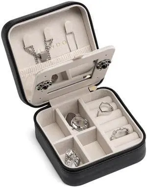 Travel Jewelry Case, Mothers Day Mom Gifts, Small Jewelry Travel Organizer Box for Girls Women with Mirror Black Travel Jewelry Case, Mothers Day Mom Gifts, Small Jewelry Travel Organizer Box for Girls Women with Mirror Black