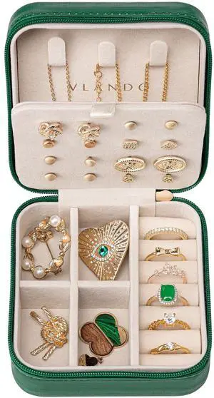 Travel Jewelry Case, Small Travel Jewelry Organizer Box for Girls Women - Dark Green Travel Jewelry Case, Small Travel Jewelry Organizer Box for Girls Women - Dark Green