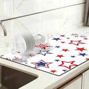 Coffee Bar Mat for Espresso Machine, 12" X 20" Absorbent Dish Drying Mat for Kitchen Counter, Quick Dry Non-Slip Waterproof and Stain-Resistant Coffee Maker Mats Better Than Stone Mats, Stars Coffee Bar Mat for Espresso Machine, 12" X 20" Absorbent Dish Drying Mat for Kitchen Counter, Quick Dry Non-Slip Waterproof and Stain-Resistant Coffee Maker Mats Better Than Stone Mats, Stars