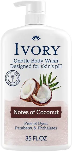 Body Wash, Designed for the Whole Family, Gentle Formula, Free of Dyes Heavy Perfumes Parabens Phthalates & Silicones, Coconut Scent, 35 oz Body Wash, Designed for the Whole Family, Gentle Formula, Free of Dyes Heavy Perfumes Parabens Phthalates & Silicones, Coconut Scent, 35 oz