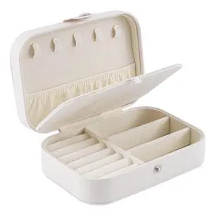 Travel Jewelry Box, PU Leather Small Jewelry Organizer for Women Girls, Double Layer Portable Mini Travel Case Display Storage Holder Boxes for Stud Earrings, Rings,Necklaces,Bracelets (white). Travel Jewelry Box, PU Leather Small Jewelry Organizer for Women Girls, Double Layer Portable Mini Travel Case Display Storage Holder Boxes for Stud Earrings, Rings,Necklaces,Bracelets (white).