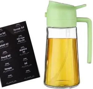 Dual Function, Green, 16oz/470ml, Premium BPA-Free Oil Dispenser Bottle for Cooking, Salad, BBQ (Green) Dual Function, Green, 16oz/470ml, Premium BPA-Free Oil Dispenser Bottle for Cooking, Salad, BBQ (Green)