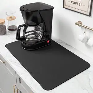 17"x12" Coffee Mat Small, Coffee Bar Accessories for Countertop, Absorbent Dish Drying Mat, Anti-Slip and Hide Stain Pad for Espresso Machine, Espresso Maker and Kitchen Counter, Black 17"x12" Coffee Mat Small, Coffee Bar Accessories for Countertop, Absorbent Dish Drying Mat, Anti-Slip and Hide Stain Pad for Espresso Machine, Espresso Maker and Kitchen Counter, Black