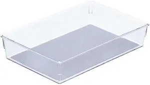 Drawer Organizer Bin, 9x6 - Heavy Duty Clear Plastic Storage Tray for Junk Drawers, Kitchen Utensils, Bathroom Vanity, and Organizing Pantry - BPA Free, Food Safe, Non Slip Drawer Organizer Bin, 9x6 - Heavy Duty Clear Plastic Storage Tray for Junk Drawers, Kitchen Utensils, Bathroom Vanity, and Organizing Pantry - BPA Free, Food Safe, Non Slip