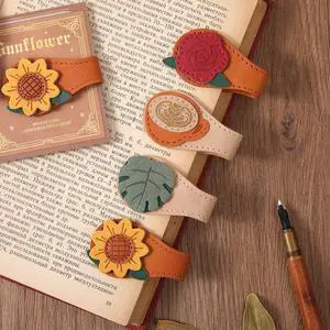 4PCS Vintage Magnetic Leather Bookmark, Leather Magnetic Bookmarks for Women, Magnetic PU Bookmarks Clip Book Accessories 4PCS Vintage Magnetic Leather Bookmark, Leather Magnetic Bookmarks for Women, Magnetic PU Bookmarks Clip Book Accessories