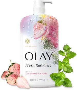 Body Wash for Women, Fresh Radiance, 24/7 Skin-Loving Freshness, Visibly Radiant, Plant Based Cleansers, Vitamin B3 & Antioxidant Blend, For All Skin Types, Strawberry & Mint Scent, 29 fl oz Body Wash for Women, Fresh Radiance, 24/7 Skin-Loving Freshness, Visibly Radiant, Plant Based Cleansers, Vitamin B3 & Antioxidant Blend, For All Skin Types, Strawberry & Mint Scent, 29 fl oz