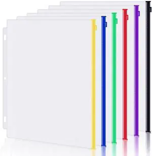 6 Pack Letter Size Binder Pockets for 3 Ring Binder, Multicolor Zipper Binder Pouches Loose Leaf Bags Document Folders, Waterproof PVC Binder Pockets Filing Bags for Business Office Supplies 6 Pack Letter Size Binder Pockets for 3 Ring Binder, Multicolor Zipper Binder Pouches Loose Leaf Bags Document Folders, Waterproof PVC Binder Pockets Filing Bags for Business Office Supplies