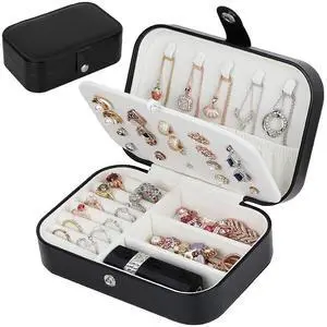 Jewelry Box, Travel Jewelry Organizer Cases with Doubel Layer for Womens Necklace Earrings Rings and Travel Accessories (Black02) Jewelry Box, Travel Jewelry Organizer Cases with Doubel Layer for Womens Necklace Earrings Rings and Travel Accessories (Black02)