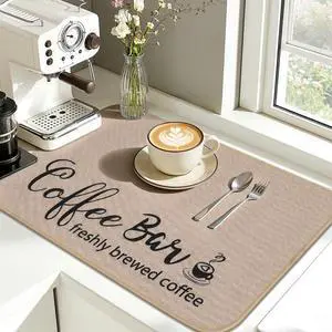 Dish Drying Mat, 12"x 20" Super Absorbent & Hide Stain Coffee Mat, Cuttable Drying Mat for Kitchen Counter, Coffee Bar Accessories, Under Dish Rack, Coffee Maker, Espresso Machine, Linen Dish Drying Mat, 12"x 20" Super Absorbent & Hide Stain Coffee Mat, Cuttable Drying Mat for Kitchen Counter, Coffee Bar Accessories, Under Dish Rack, Coffee Maker, Espresso Machine, Linen