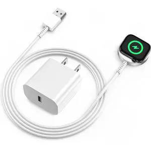 for Apple Watch Charger, 3.3FT Magnetic Charging Cable with USB A Wall Charger for Apple iWatch Series Ultra/10/9/8/7/6/SE/5/4/3/2, White for Apple Watch Charger, 3.3FT Magnetic Charging Cable with USB A Wall Charger for Apple iWatch Series Ultra/10/9/8/7/6/SE/5/4/3/2, White