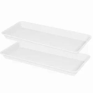 2 Pack Plastic Plant Saucer, Rectangular, Indoors Outdoor, Water Drip Tray for Planter, Windowsill (6 X 11 Inch, Creamy White) 2 Pack Plastic Plant Saucer, Rectangular, Indoors Outdoor, Water Drip Tray for Planter, Windowsill (6 X 11 Inch, Creamy White)