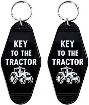 Tractor Keychains 2 Pack, Key to The Tractor Motel Keychain, Retro Farm Key Tag for Farmers, Ranchers, Tractor Lovers Tractor Keychains 2 Pack, Key to The Tractor Motel Keychain, Retro Farm Key Tag for Farmers, Ranchers, Tractor Lovers