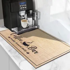 Absorbent Coffee Mat, Fashion Dish Drying Mat for Kitchen Counter Coffee Bar Accessories Espresso Machine Dish Rack 12" x 20" Beige Absorbent Coffee Mat, Fashion Dish Drying Mat for Kitchen Counter Coffee Bar Accessories Espresso Machine Dish Rack 12" x 20" Beige