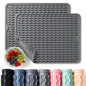 2 Pack Caketime Silicone Dish Drying Mat for Kitchen Counter Heat Resistant Under Sink Waterproof Coffee Bar Accessories Dining Rack Stone Utensil Holder Countertop Decor Must Haves 2026 2 Pack Caketime Silicone Dish Drying Mat for Kitchen Counter Heat Resistant Under Sink Waterproof Coffee Bar Accessories Dining Rack Stone Utensil Holder Countertop Decor Must Haves 2026