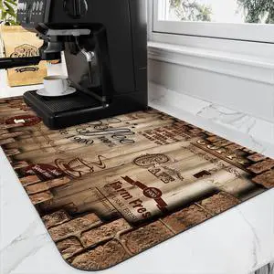 Absorbent Coffee Bar Mat for Espresso Machine Countertops - Rubber Backed Draining Pad - Fit Under Coffee Maker - 20x12in Absorbent Coffee Bar Mat for Espresso Machine Countertops - Rubber Backed Draining Pad - Fit Under Coffee Maker - 20x12in