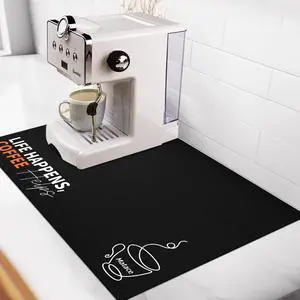 Coffee Mat for Countertop, 12" x 19" Absorbent Coffee Bar Mat, Funny Coffee Station Decor, Hide Stains Dish Drying Mat for Kitchen, Life Happens Coffee Helps Coffee Mat for Countertop, 12" x 19" Absorbent Coffee Bar Mat, Funny Coffee Station Decor, Hide Stains Dish Drying Mat for Kitchen, Life Happens Coffee Helps