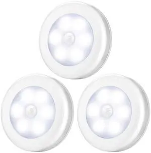 Upgraded 3.15 Motion Sensor Light Indoor, Cordless Battery Powered Stick on LED Night Lights for Closet, Stair, Under Cabinet, Hallway, Kitchen (White - Pack of 3) Upgraded 3.15 Motion Sensor Light Indoor, Cordless Battery Powered Stick on LED Night Lights for Closet, Stair, Under Cabinet, Hallway, Kitchen (White - Pack of 3)