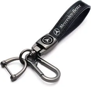 Genuine Leather Key Chain for Mercedes-Benz AMG Keychain KeyRing for Men and Woean Accessories Black Genuine Leather Key Chain for Mercedes-Benz AMG Keychain KeyRing for Men and Woean Accessories Black