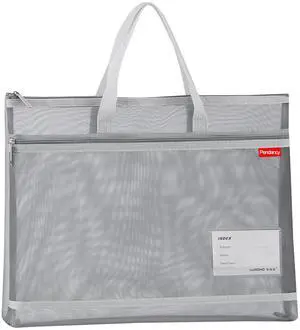 Mesh Zipper Pouch A4 Size, Large Double Pocket Lightweight Nylon Transparent File Bag with Handle, 11x13.8 in Foldable Document Storage for Puzzle Project/Cross Stitch/Travel/Office (Gray) Mesh Zipper Pouch A4 Size, Large Double Pocket Lightweight Nylon Transparent File Bag with Handle, 11x13.8 in Foldable Document Storage for Puzzle Project/Cross Stitch/Travel/Office (Gray)
