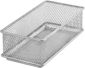 Silver Mesh Drawer Cabinet and or Shelf Organizer Bins, School Supply Holder Office Desktop Organizer Basket 1594s (1, 3x6x2 Inch) Silver Mesh Drawer Cabinet and or Shelf Organizer Bins, School Supply Holder Office Desktop Organizer Basket 1594s (1, 3x6x2 Inch)
