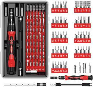 Precision Screwdriver Kit, Mini Screwdriver Set, 61 in 1 with 57 Bits Repair Tools with Flexible Shaft, Extension Rod for Mobile Phone, Smartphone, Tablet, PC, Red Precision Screwdriver Kit, Mini Screwdriver Set, 61 in 1 with 57 Bits Repair Tools with Flexible Shaft, Extension Rod for Mobile Phone, Smartphone, Tablet, PC, Red