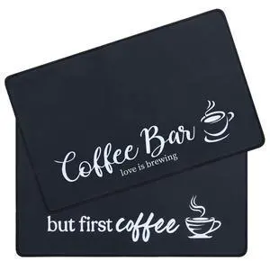 Coffee Mat 2 Pack 12x19 Inch Black Coffee Mat 2 Pack 12x19 Inch Black
