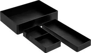 Rectangular Plastic Desk Organizer Bundle, 3 Pieces with Half Accessory Tray, Small, Black Rectangular Plastic Desk Organizer Bundle, 3 Pieces with Half Accessory Tray, Small, Black