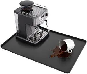 24-inch Coffee Mat - Heat Resistant Silicone for Coffee Bar & Kitchen Counter - Bar Mat for Countertops - Decor Under Espresso Machine & Makers (Black) 24-inch Coffee Mat - Heat Resistant Silicone for Coffee Bar & Kitchen Counter - Bar Mat for Countertops - Decor Under Espresso Machine & Makers (Black)