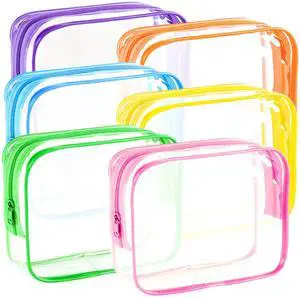 6 Pieces Clear Makeup Bags Bulk, TSA Approved Toiletry Bag Clear Cosmetic Toiletries Pouch with Zipper, Waterproof Vinyl Plastic Organizer Case for for Women Carry-on Travel Essentials 6 Pieces Clear Makeup Bags Bulk, TSA Approved Toiletry Bag Clear Cosmetic Toiletries Pouch with Zipper, Waterproof Vinyl Plastic Organizer Case for for Women Carry-on Travel Essentials