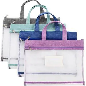 4 Pack Student Book Pouches, A4 Mesh Zipper Bag with Handle, File Document Puzzle Bag with Name Card Pocket for Organizing Storage Board Games, School Office Appliances, Convenient to Carry 4 Pack Student Book Pouches, A4 Mesh Zipper Bag with Handle, File Document Puzzle Bag with Name Card Pocket for Organizing Storage Board Games, School Office Appliances, Convenient to Carry