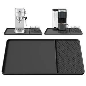 Silicone Coffee Mat with Raised Edges 19" x 12" Waterproof Countertop Mat, Coffee Maker Pad, Espresso Machine Mat, Heat Resistant Dish Drying Mat Silicone Coffee Mat with Raised Edges 19" x 12" Waterproof Countertop Mat, Coffee Maker Pad, Espresso Machine Mat, Heat Resistant Dish Drying Mat