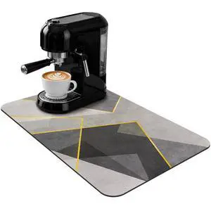 60x40 cm, Gray Geometric Kitchen Coffee Mat, Absorbent Hide Stain Rubber Backed Dish Drying Mat for Kitchen Counter, Mat for Countertops,Under Coffee Bar Maker Machine Pot Espresso Staion 60x40 cm, Gray Geometric Kitchen Coffee Mat, Absorbent Hide Stain Rubber Backed Dish Drying Mat for Kitchen Counter, Mat for Countertops,Under Coffee Bar Maker Machine Pot Espresso Staion