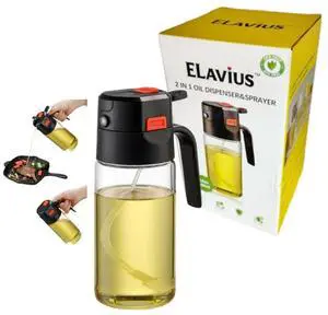 18oz/500ml High Borosilicate Glass Olive Oil Sprayer for Cooking with Labels, 2-in-1 Oil Dispenser for Kitchen Essentials with Portion Control for Frying, BBQ, Salad (Black) 18oz/500ml High Borosilicate Glass Olive Oil Sprayer for Cooking with Labels, 2-in-1 Oil Dispenser for Kitchen Essentials with Portion Control for Frying, BBQ, Salad (Black)