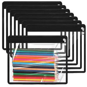 8 Pcs Clear Zipper Pouches Pencil Pouches PVC Makeup Pouch Envelopes Folder Storage Multi Purpose Pouch Document File Organization Bags, Office Supplies (Black Edging, 9.8 x 8 Inches) 8 Pcs Clear Zipper Pouches Pencil Pouches PVC Makeup Pouch Envelopes Folder Storage Multi Purpose Pouch Document File Organization Bags, Office Supplies (Black Edging, 9.8 x 8 Inches)