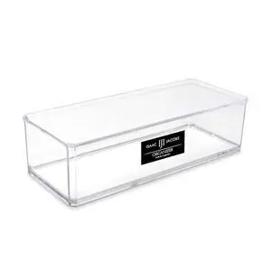 Clear Acrylic Rectangular Stackable Storage Organizer, (9"L x 3.5"W x 2.5"H) Drawer Tray without Lid, Open-Top Organizer, Multi-Functional, Bathroom, Kitchen, Home, Office, Desk, Drawers Clear Acrylic Rectangular Stackable Storage Organizer, (9"L x 3.5"W x 2.5"H) Drawer Tray without Lid, Open-Top Organizer, Multi-Functional, Bathroom, Kitchen, Home, Office, Desk, Drawers