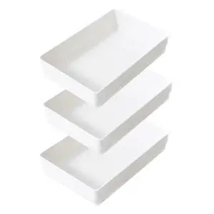 3 Pack White Plastic Drawer Organizer Tray Cutlery Utensil Makeups Drawer Organizers 9" X 6" 3 Pack White Plastic Drawer Organizer Tray Cutlery Utensil Makeups Drawer Organizers 9" X 6"