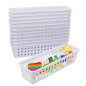Classroom Pencil or Rubber Organizer Basket Trays, Office Supply Baskets Organization Trays for Home School Classroom Office 12 Pack (White) Classroom Pencil or Rubber Organizer Basket Trays, Office Supply Baskets Organization Trays for Home School Classroom Office 12 Pack (White)