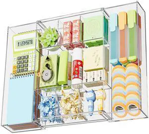 Expandable Desk Drawer Organizer, Clear Plastic Drawer Organizer Tray with 10 Adjustable Compartments, Desk Organizers and Accessories, 5 Drawer Dividers for Office Supplies, Makeup(Clear) Expandable Desk Drawer Organizer, Clear Plastic Drawer Organizer Tray with 10 Adjustable Compartments, Desk Organizers and Accessories, 5 Drawer Dividers for Office Supplies, Makeup(Clear)