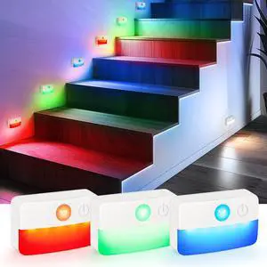 3 Pack Motion Sensor Stair Lights for Indoor, Wireless RGB Battery Operated Night Light, Led Stick On Hallway Closet Under Cabinet Step Portable Lamp for Bedroom Kitchen Bathroom 3 Pack Motion Sensor Stair Lights for Indoor, Wireless RGB Battery Operated Night Light, Led Stick On Hallway Closet Under Cabinet Step Portable Lamp for Bedroom Kitchen Bathroom