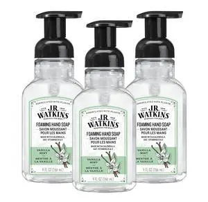 Foaming Hand Soap Pump with Dispenser, Moisturizing Hand Soap Foam, Alcohol-Free and Cruelty-Free, Use for Kitchen or Bathroom, Menthe a la Vanille/Vanilla Mint Scent, 9 fl oz, 3 Pack Foaming Hand Soap Pump with Dispenser, Moisturizing Hand Soap Foam, Alcohol-Free and Cruelty-Free, Use for Kitchen or Bathroom, Menthe a la Vanille/Vanilla Mint Scent, 9 fl oz, 3 Pack