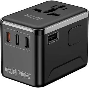 70W GaN International Travel Adapter, Universal Power Adapter with 3 USB-C (PD 70W) & 1 USB-A Ports, Worldwide Wall Charger for US to Europe, UK, Ireland, AU, Asia, Works in 200+ Countries 70W GaN International Travel Adapter, Universal Power Adapter with 3 USB-C (PD 70W) & 1 USB-A Ports, Worldwide Wall Charger for US to Europe, UK, Ireland, AU, Asia, Works in 200+ Countries