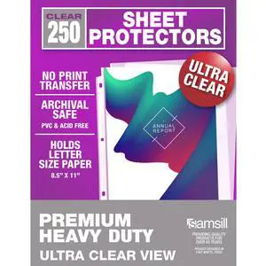 Ultra Clear Sheet Protectors, 250 Pack, 8.5x11 Inch Page Protectors for 3 Ring Binder, Premium Heavy Duty, Letter Size, Top Loading, Acid Free Ultra Clear Sheet Protectors, 250 Pack, 8.5x11 Inch Page Protectors for 3 Ring Binder, Premium Heavy Duty, Letter Size, Top Loading, Acid Free