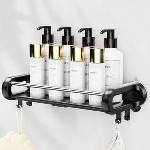 Suction Cup Shower Shelf, Removable Shower Caddy Suction Cup with Large Capacity, Storage Suction Powerful Max Hold 22lbs, No Drilling Shelves for Bathroom Storage & Home Decor, Black Suction Cup Shower Shelf, Removable Shower Caddy Suction Cup with Large Capacity, Storage Suction Powerful Max Hold 22lbs, No Drilling Shelves for Bathroom Storage & Home Decor, Black