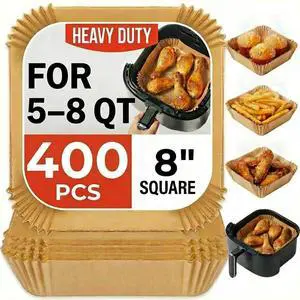 Air Fryer Liners Disposable, 8 Inch Square Parchment Paper for Air Fryer with Reusable Safety Ring, 400 Pcs Non-Stick Air Fryer Accessories Air Fryer Liners Disposable, 8 Inch Square Parchment Paper for Air Fryer with Reusable Safety Ring, 400 Pcs Non-Stick Air Fryer Accessories