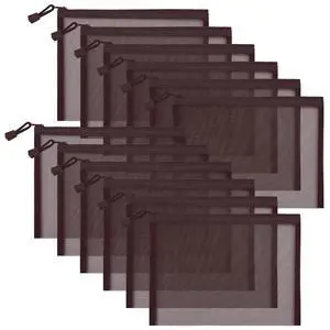 12 Pieces Zipper Nylon Mesh Pouch, Mesh Cosmetic Bags Makeup Bags Pencil Case, Multipurpose Travel Bags for Cosmetic School Office Supplies and Travel Accessories (Coffee, A5) 12 Pieces Zipper Nylon Mesh Pouch, Mesh Cosmetic Bags Makeup Bags Pencil Case, Multipurpose Travel Bags for Cosmetic School Office Supplies and Travel Accessories (Coffee, A5)