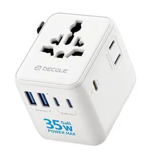 Universal Travel Adapter, International Travel Plug Adapter with 3 USB-C 2 USB-A Ports 35W, All in One Portable Socket, for USA, UK, EU, AU 224+ Countries (White) Universal Travel Adapter, International Travel Plug Adapter with 3 USB-C 2 USB-A Ports 35W, All in One Portable Socket, for USA, UK, EU, AU 224+ Countries (White)