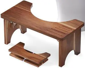 7 Inches Acacia Wood Toilet Stool Squat for Adults,Foldable Poop Stool for Bathroom,Portable Potty Step Stool with Non-Slip Strip,No Assembly Required 7 Inches Acacia Wood Toilet Stool Squat for Adults,Foldable Poop Stool for Bathroom,Portable Potty Step Stool with Non-Slip Strip,No Assembly Required